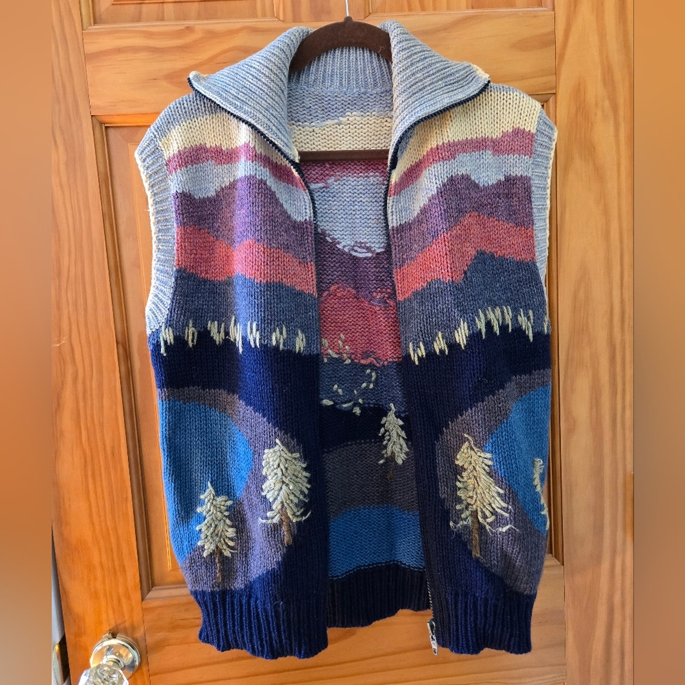 Mountain Tree Handknit Sweater Vest Unisex Women's/ Men's